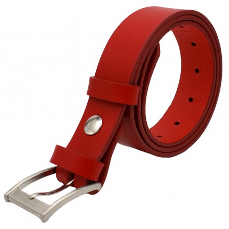 Ceinture en cuir Rouge 3,5 cm boucle 7