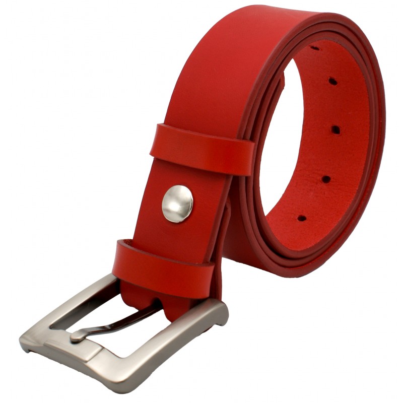 Ceinture en cuir Rouge 4 cm boucle 1