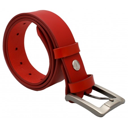Ceinture en cuir Rouge 4 cm boucle 1