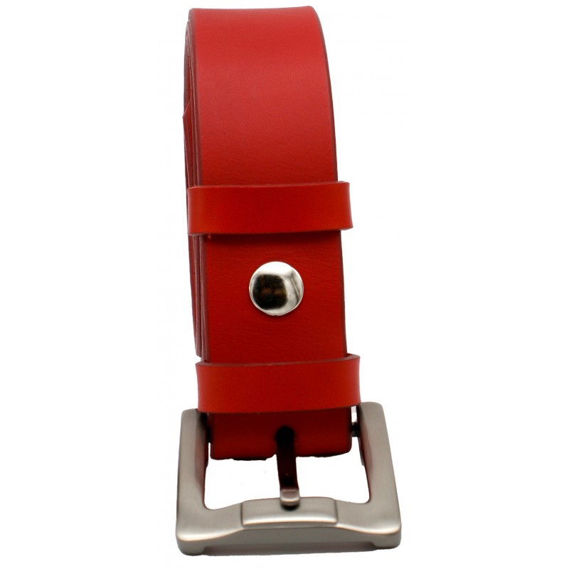 Ceinture en cuir Rouge 4 cm boucle 1