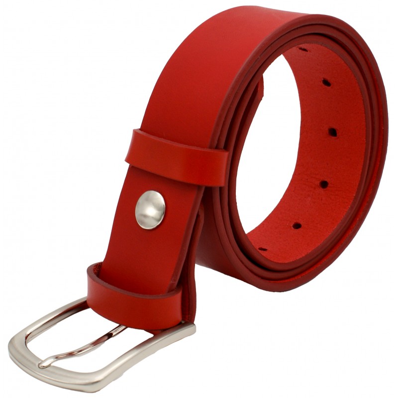 Ceinture en cuir Rouge 4 cm boucle 2