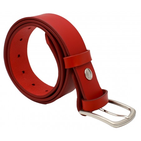 Ceinture en cuir Rouge 4 cm boucle 2