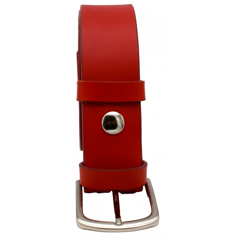 Ceinture en cuir Rouge 4 cm boucle 2