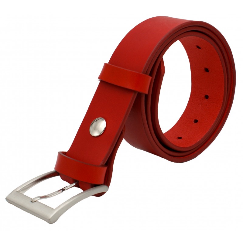 Ceinture en cuir Rouge 4 cm boucle 3