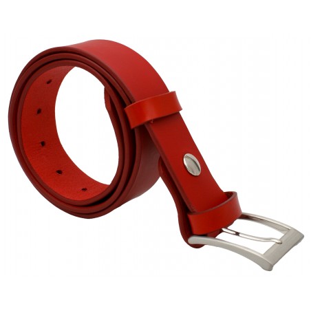 Ceinture en cuir Rouge 4 cm boucle 3