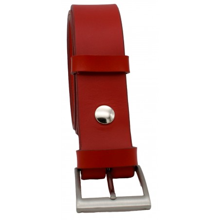 Ceinture en cuir Rouge 4 cm boucle 3