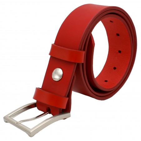 Ceinture Rouge en cuir 4 cm boucle 4
