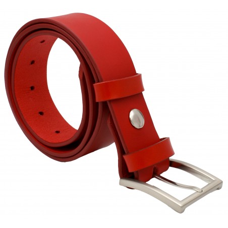 Ceinture Rouge en cuir 4 cm boucle 4