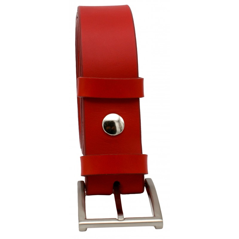 Ceinture Rouge en cuir 4 cm boucle 4