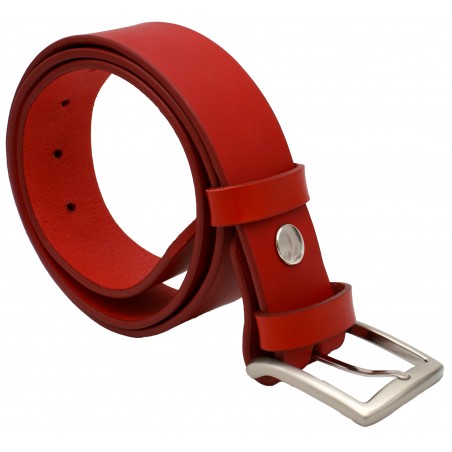 Ceinture en cuir Rouge 4 cm boucle 13