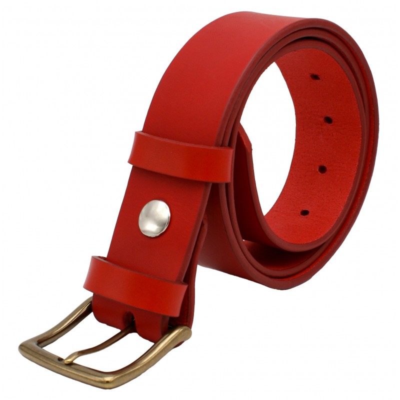 Ceinture en cuir Rouge 4 cm boucle 14