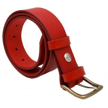 Ceinture en cuir Rouge 4 cm boucle 14