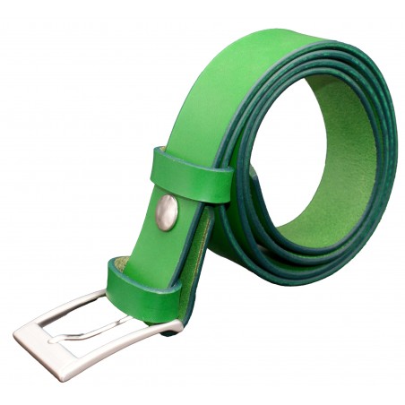 Ceinture en cuir Vert Forêt 3,5 cm boucle 1