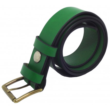 Ceinture en cuir Vert Forêt 3,5 cm boucle 3