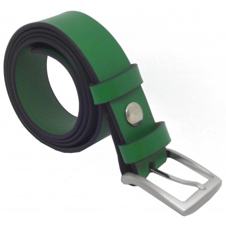 Ceinture en cuir Vert Forêt 3,5 cm boucle 4