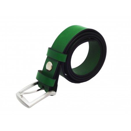 Ceinture en cuir Vert Forêt 3,5 cm boucle 4