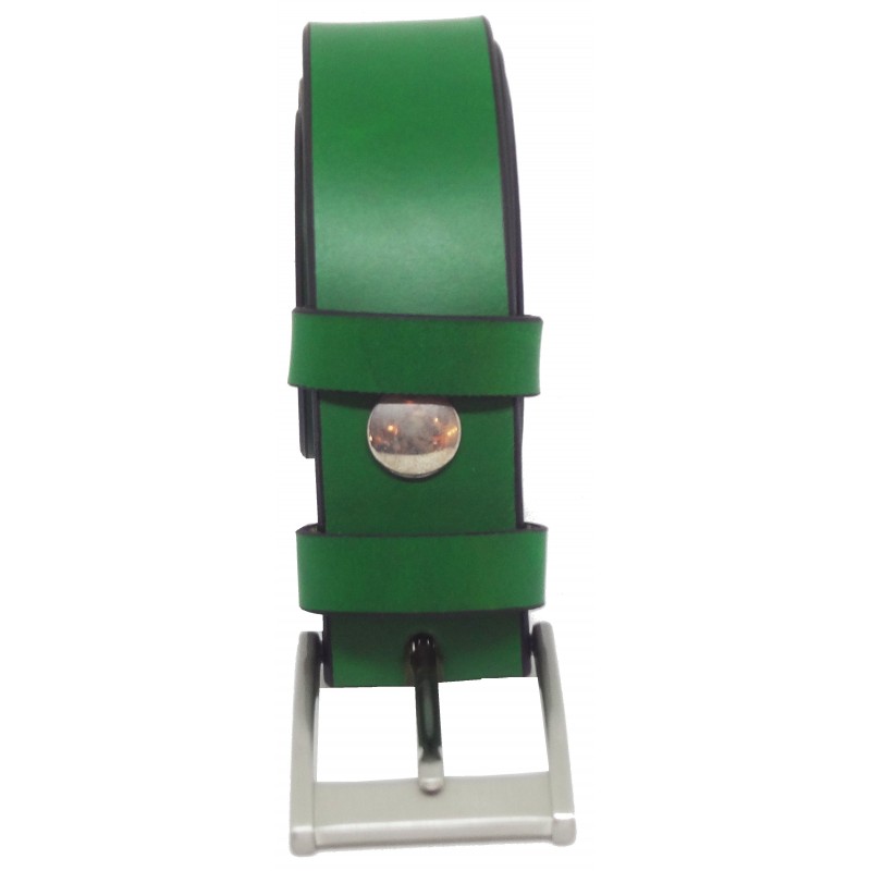 Ceinture en cuir Vert Forêt 3,5 cm boucle 7