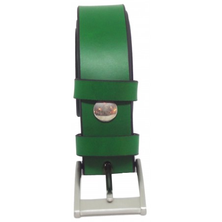 Ceinture en cuir Vert Forêt 3,5 cm boucle 7