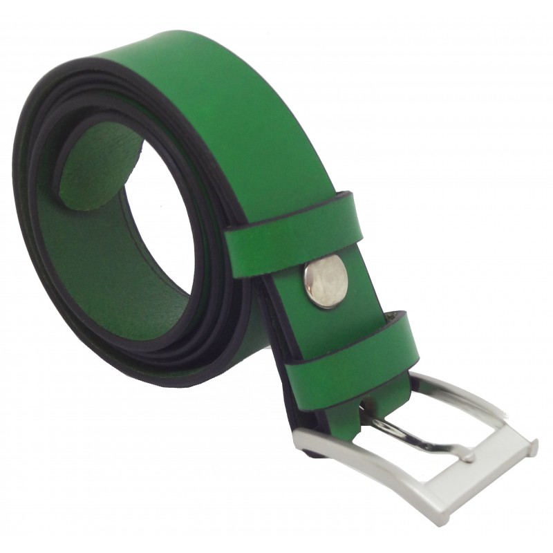 Ceinture en cuir Vert Forêt 3,5 cm boucle 7