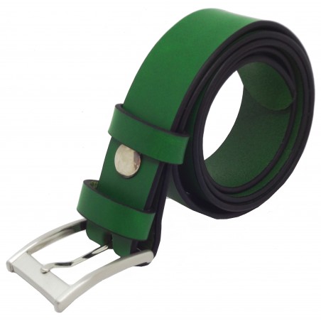 Ceinture en cuir Vert Forêt 3,5 cm boucle 7