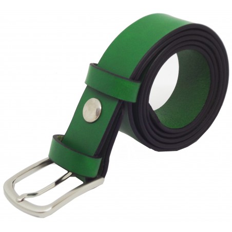 Ceinture en cuir Vert Forêt 3,5 cm boucle 8
