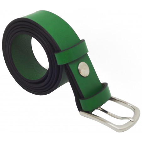 Ceinture en cuir Vert Forêt 3,5 cm boucle 8