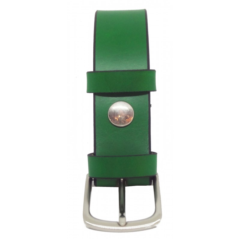 Ceinture en cuir Vert Forêt 3,5 cm boucle 8
