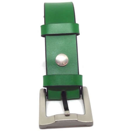 Ceinture en cuir Vert Forêt 4 cm boucle 1