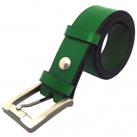 Ceinture en cuir Vert Forêt 4 cm boucle 1