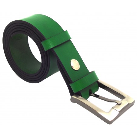 Ceinture en cuir Vert Forêt 4 cm boucle 1