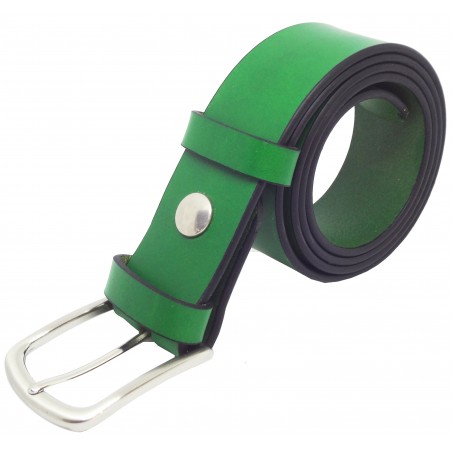 Ceinture en cuir Vert Forêt 4 cm boucle 2