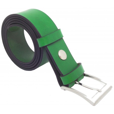Ceinture en cuir Vert Forêt 4 cm boucle 3