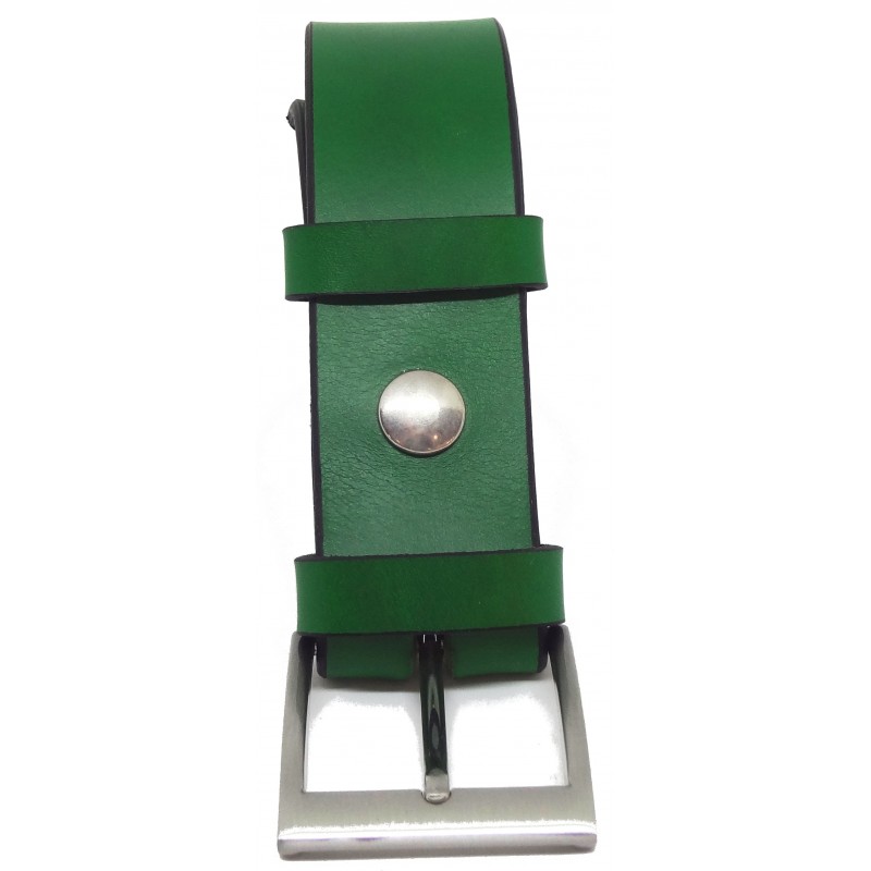 Ceinture en cuir Vert Forêt 4 cm boucle 3