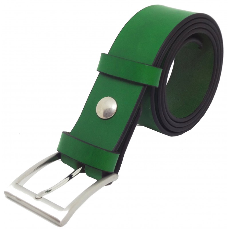 Ceinture en cuir Vert Forêt 4 cm boucle 3