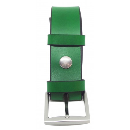 Ceinture en cuir Vert Forêt 4 cm boucle 13