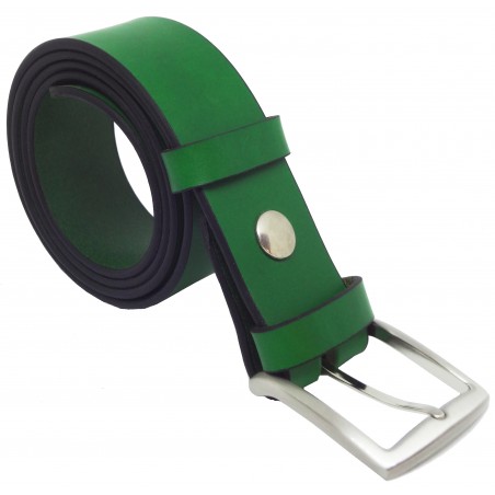 Ceinture en cuir Vert Forêt 4 cm boucle 13
