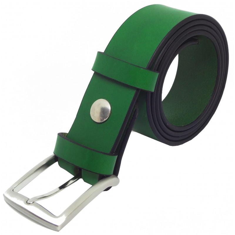 Ceinture en cuir Vert Forêt 4 cm boucle 13
