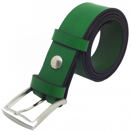 Ceinture en cuir Vert Forêt 4 cm boucle 13