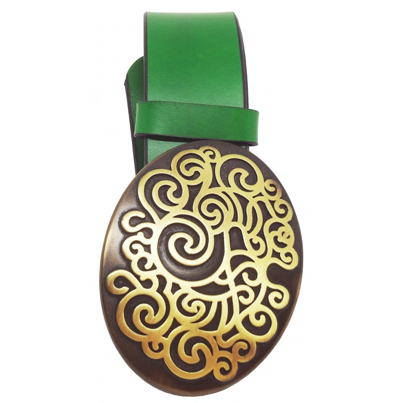 Ceinture en cuir Vert Forêt 4 cm gande boucle...