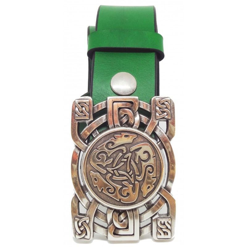 Ceinture en cuir Vert Forêt 4 cm boucle Trois...