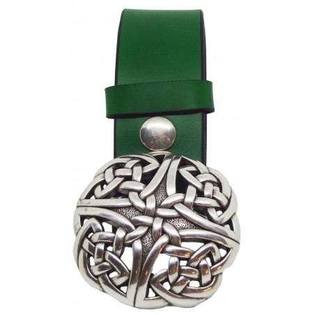 Ceinture en cuir Vert Forêt 4 cm boucle entrelacs celtique 31
