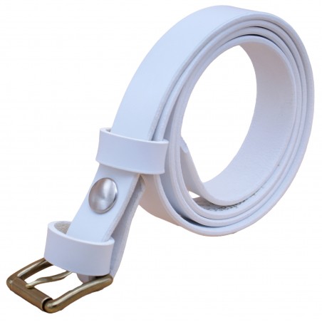 Ceinture en cuir blanche 2,5 cm boucle 3