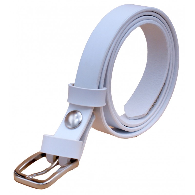 Ceinture en cuir blanche 2,5 cm boucle 6