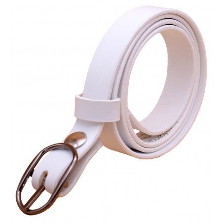 Ceinture en cuir blanche 2,5 cm boucle 8