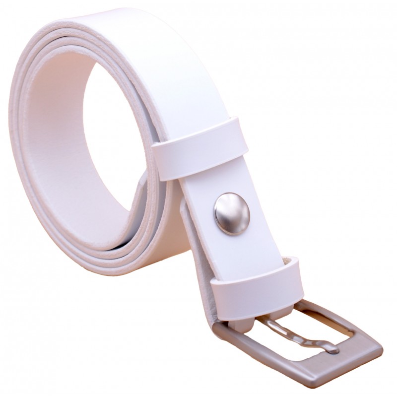 Ceinture artisanale en cuir blanc de 3 cm boucle 1