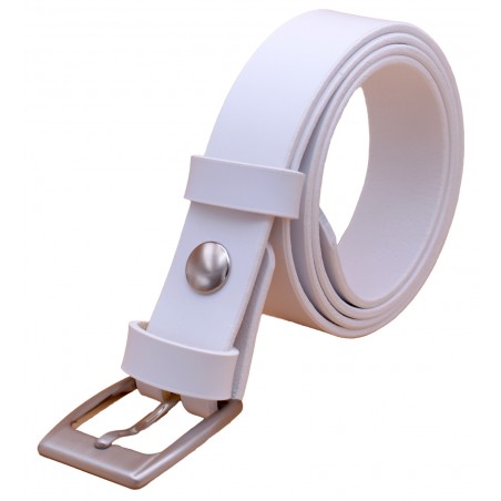 Ceinture artisanale en cuir blanc de 3 cm boucle 1