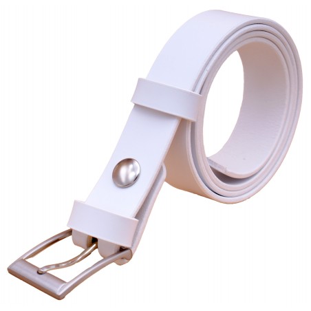 Ceinture artisanale en cuir blanc de 3 cm boucle 2