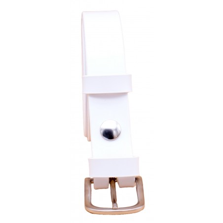 Ceinture artisanale en cuir blanc de 3 cm boucle 5