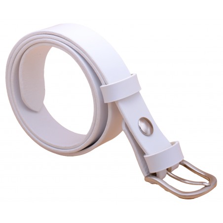 Ceinture artisanale en cuir blanc de 3 cm boucle 5