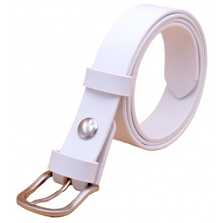 Ceinture artisanale en cuir blanc de 3 cm boucle 5